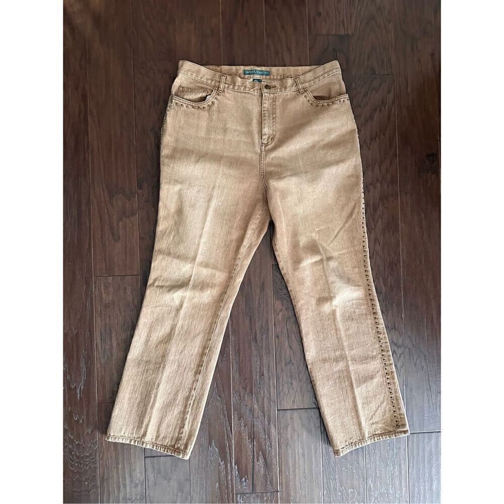 Lauren Ralph Lauren Tan Gold Studded Jeans